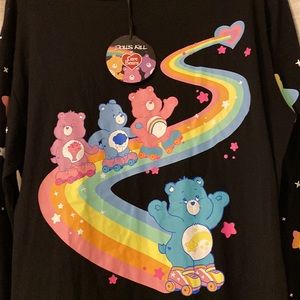 💛NWT Neon CareBears on black Sweater, size M💜